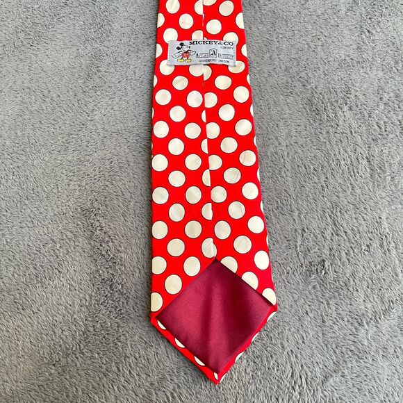 Mickey & Co Altas Design Red White Polka Dots Mickey Mouse Necktie - Picture 5 of 7